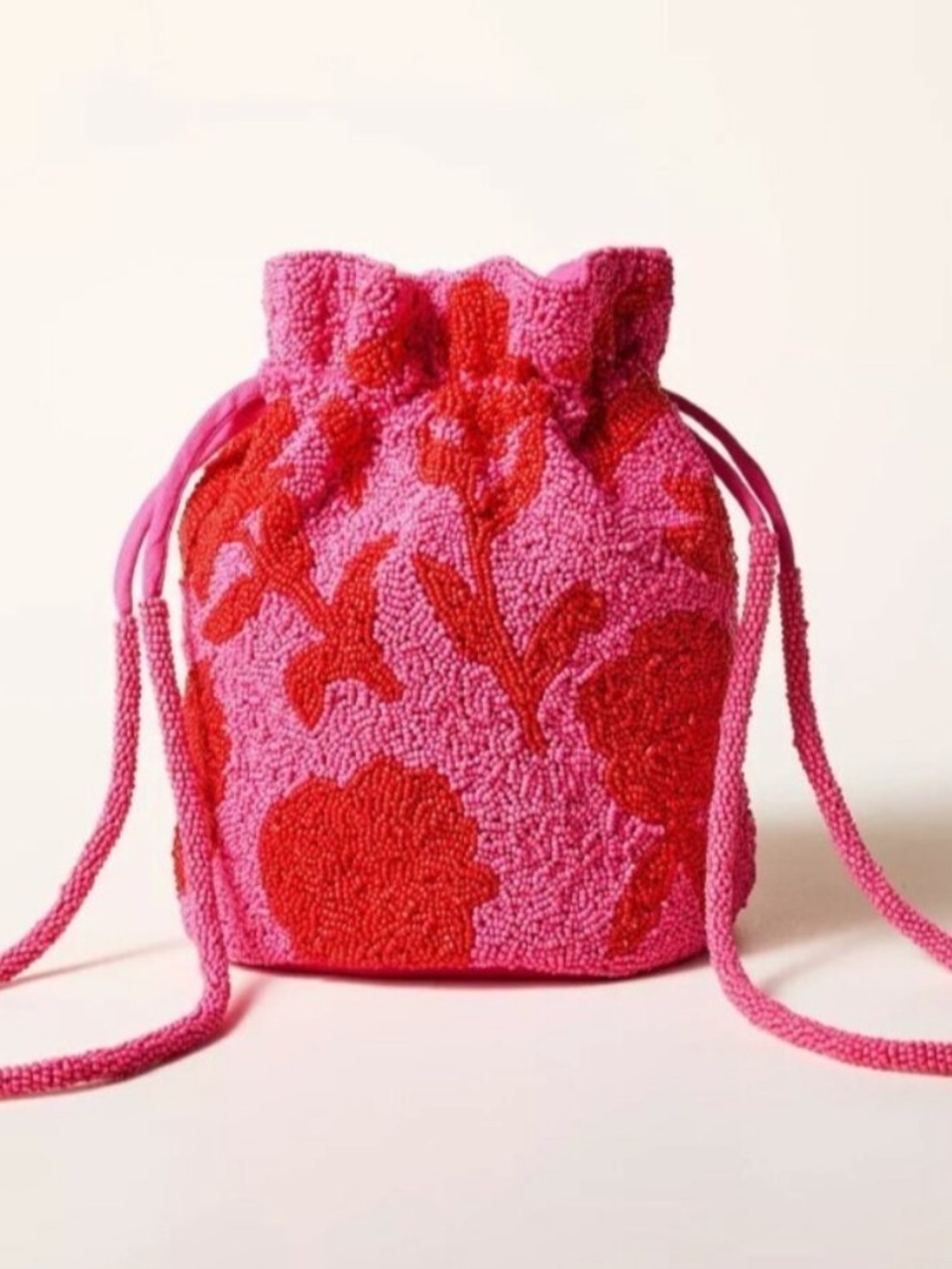 Kate Spade New York x Target Beaded Rose Drawstring Bucket bag pink red
